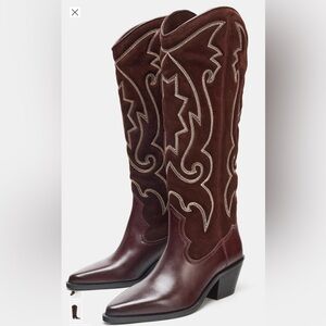 Zara Embroidered Western Boots